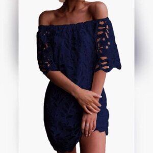 Elegant Navy Off-Shoulder Mini Dress